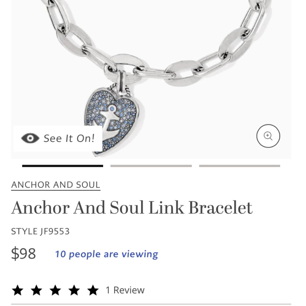 Brighton Silver Bracelet with Blue Anchor Charm